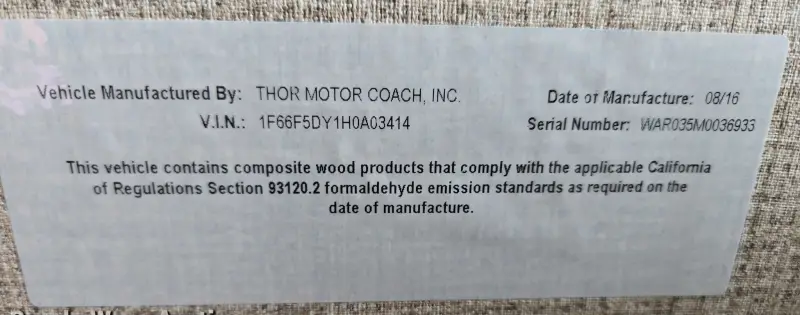 2017 Thor Motor Coach Stripped photo 121